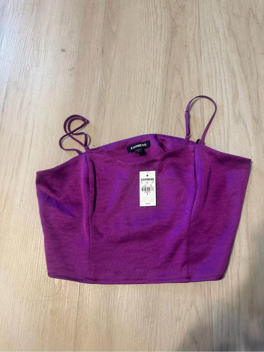 Express Vibrant Purple Spaghetti-Strap Crop Top
